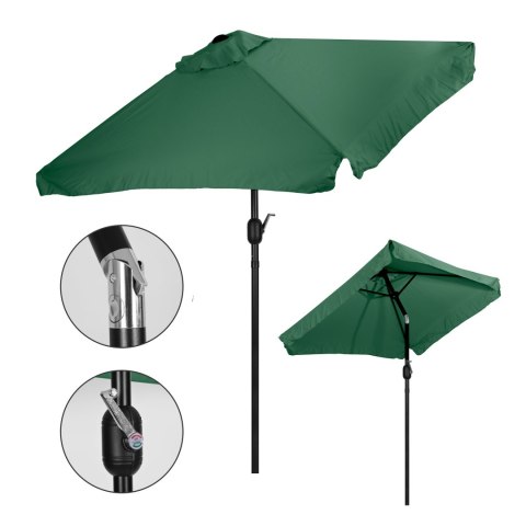 Prostokątny duży parasol ogrodowy skośny łamany z korbą zielony 200x140 cm MultiGarden MultiGarden