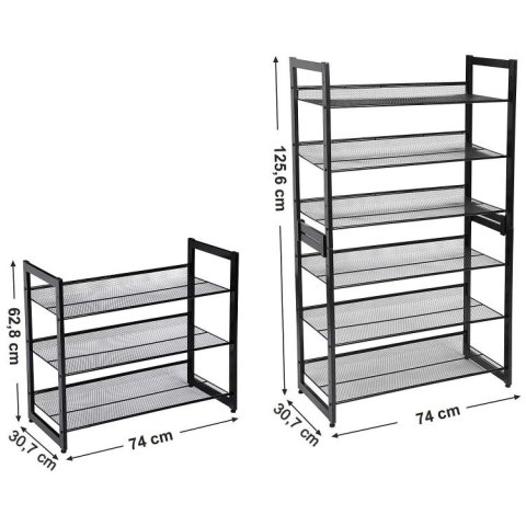 Regał na buty metalowy czarny 3 poziomy LEOBERT