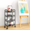 Regał organizer pomocnik do kuchni łazienki metalowy 4 półki kółka czarny ModernHome ModernHome