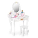 Toaletka dziecięca drewniana duża z lustrem dla dziewczynki różowe dodatki ECOTOYS ECOTOYS