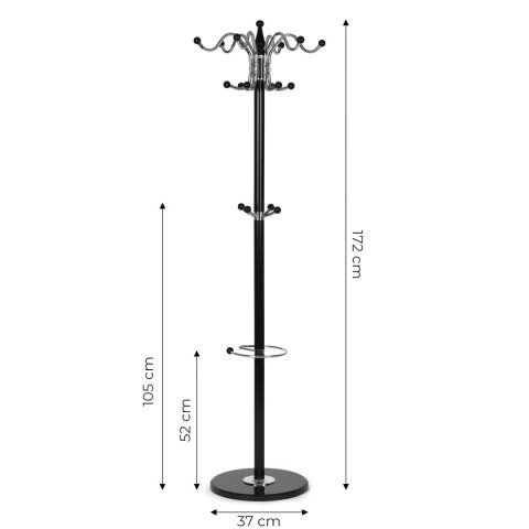 Wieszak na ubrania stojący 16 haczyków metal 172 cm ModernHome ModernHome