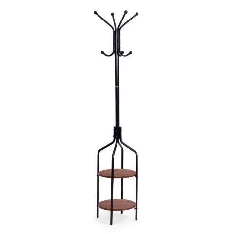Wieszak stojący z półkami 8 haczyków 180 cm metal czarny ModernHome ModernHome