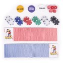 Zestaw do pokera blackjacka 500 żetonów 2 talie kart kości mata do gry zamykana walizka MULTISTORE