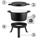 Kociołek żeliwny emaliowany garnek 8l stojący + patelnia grill BD-480 348010