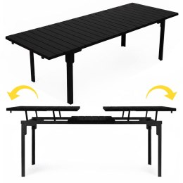 Stół ogrodowy rozkładany 180-240 cm do 12 os. stal HDPE czarny MultiGarden MultiGarden