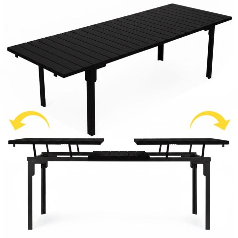 Stół ogrodowy rozkładany 180-240 cm do 12 os. stal HDPE czarny MultiGarden MultiGarden