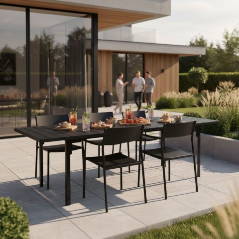 Stół ogrodowy rozkładany 180-240 cm do 12 os. stal HDPE czarny MultiGarden MultiGarden