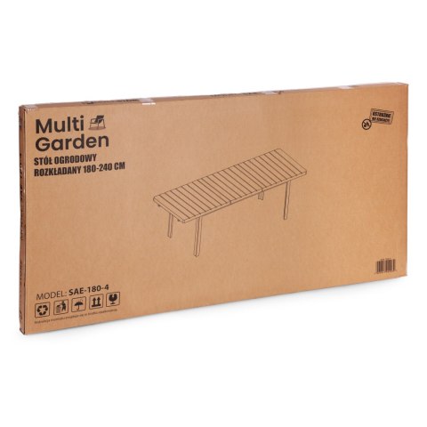 Stół ogrodowy rozkładany 180-240 cm do 12 os. stal HDPE szary MultiGarden MultiGarden
