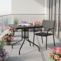 Stolik ogrodowy kwadratowy 80 cm szkło hartowane otwór na parasol czarny MultiGarden MultiGarden