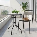 Stolik ogrodowy okrągły 60 cm szkło hartowane stół na ogród taras balkon czarny MultiGarden MultiGarden