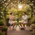 Stolik ogrodowy okrągły 60 cm szkło hartowane stół na ogród taras balkon czarny MultiGarden MultiGarden