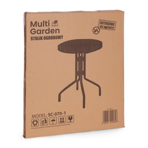 Stolik ogrodowy okrągły 60 cm szkło hartowane stół na ogród taras balkon czarny MultiGarden MultiGarden