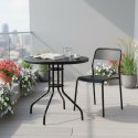 Stolik ogrodowy okrągły 80 cm szkło hartowane otwór na parasol czarny MultiGarden MultiGarden