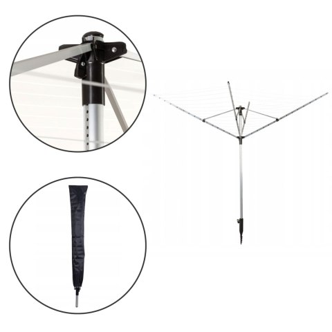 Suszarka ogrodowa na pranie 60 m powierzchni suszenia świder do montażu + pokrowiec gratis ModernHome ModernHome