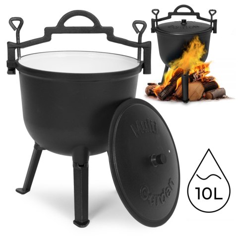 Kociołek żeliwny emaliowany 10L stojący garnek myśliwski ognisko grill MultiGarden MultiGarden