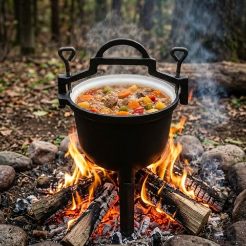 Kociołek żeliwny emaliowany 5L stojący garnek myśliwski ognisko grill MultiGarden MultiGarden