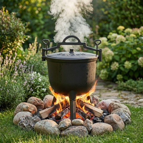Kociołek żeliwny emaliowany 5L stojący garnek myśliwski ognisko grill MultiGarden MultiGarden