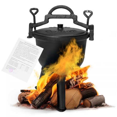 Kociołek żeliwny emaliowany 5L stojący garnek myśliwski ognisko grill MultiGarden MultiGarden