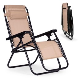 Leżak fotel ogrodowy plażowy regulowane oparcie ZERO GRAVITY MultiGarden - beżowy MultiGarden