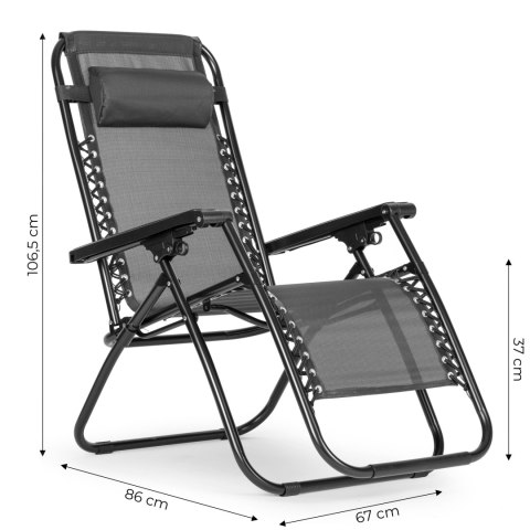 Leżak fotel ogrodowy plażowy regulowane oparcie ZERO GRAVITY MultiGarden - szary MultiGarden