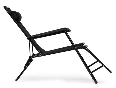 Leżak ogrodowy z zagłówkiem składana konstrukcja czarny MultiGarden MultiGarden