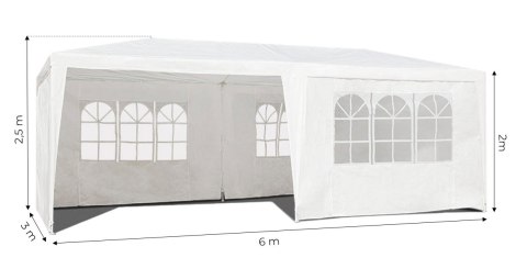 Namiot pawilon ogrodowy handlowy 3x6 m 6 ścianek biały MultiGarden MultiGarden