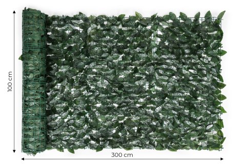 Sztuczny bluszcz żywopłot 300x100 cm zielona osłona na balkon maskująca MultiGarden