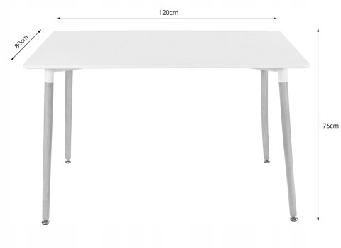 Zestaw Stół ADRIA 120cm x 80cm - biały + 4 krzesła WAT białe / nogi naturalne