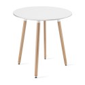 Zestaw Stół KAMI Okrągły 60cm - biały / naturalne nogi + 2 krzesła WAT białe / nogi naturalne