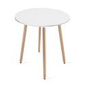 Zestaw Stół KAMI Okrągły 60cm - biały / naturalne nogi + 2 krzesła WAT białe / nogi naturalne