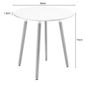 Zestaw Stół KAMI Okrągły 60cm - biały / naturalne nogi + 2 krzesła WAT białe / nogi naturalne