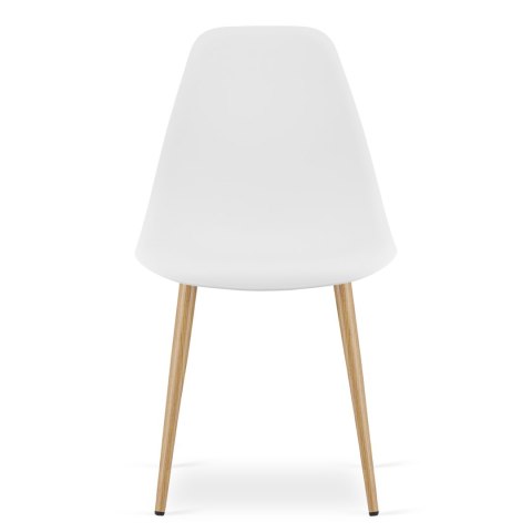 Zestaw Stół KAMI Okrągły 80cm - biały / naturalne nogi + 4 krzesła WAT białe / nogi naturalne