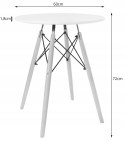 Zestaw Stół TODI Okrągły 60cm - biały + 2 krzesła WAT białe / nogi naturalne