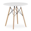 Zestaw Stół TODI Okrągły 80cm - biały + 4 krzesła WAT białe / nogi naturalne