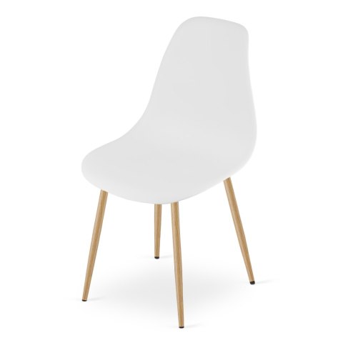 Zestaw Stół TODI Okrągły 80cm - biały + 4 krzesła WAT białe / nogi naturalne