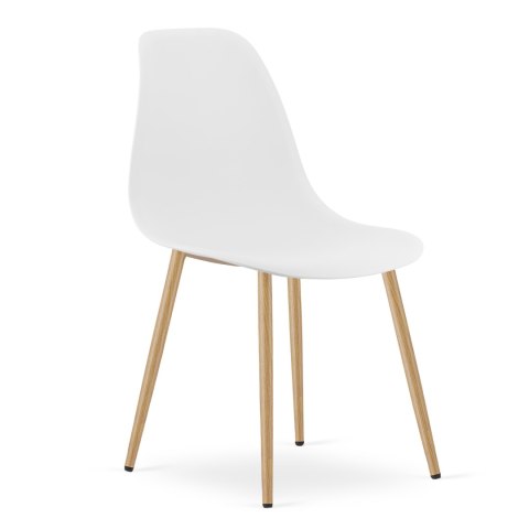 Zestaw Stół TODI Okrągły 80cm - biały + 4 krzesła WAT białe / nogi naturalne
