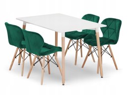 Zestaw stół prostokątny ADRIA 120x80cm biały + 4 krzesła LAGO zielone