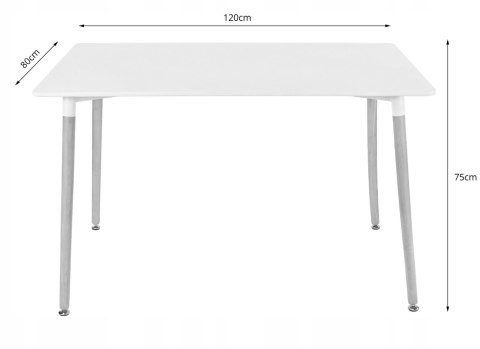 Zestaw stół prostokątny ADRIA 120x80cm biały + 4 krzesła LAGO zielone
