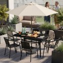Stół ogrodowy 140x80 cm szkło hartowane otwór na parasol czarny MultiGarden MultiGarden