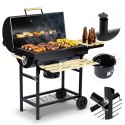 Grill węglowy ogrodowy beczka z kominem półki + termomentr + popielnik Berdsen BD-895 czarny