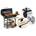 Grill węglowy ogrodowy beczka z kominem półki + termomentr + popielnik Berdsen BD-895 czarny