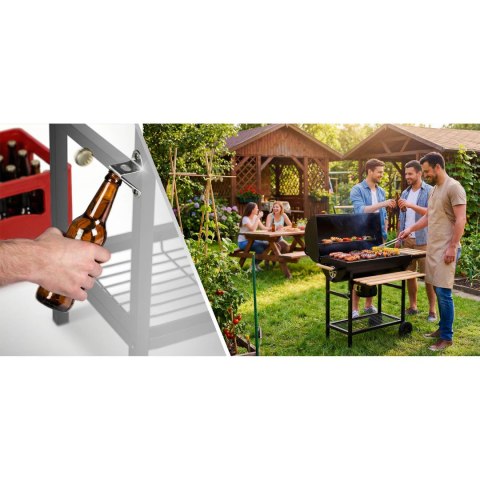 Grill węglowy ogrodowy beczka z kominem półki + termomentr + popielnik Berdsen BD-895 czarny
