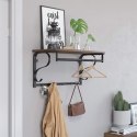 Półka z wieszakami na ubrania drewniana LOFT LEOBERT