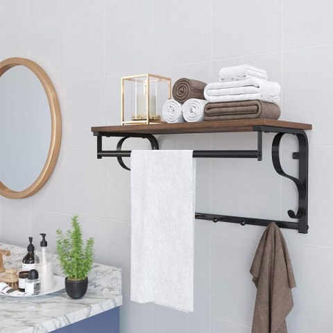 Półka z wieszakami na ubrania drewniana LOFT LEOBERT