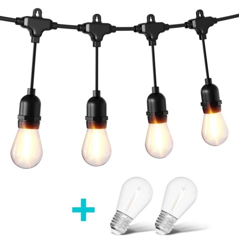 Girlanda ogrodowa świetlna łańcuch 20x LED 20m lampki ogrodowe 9W Bauerkraft