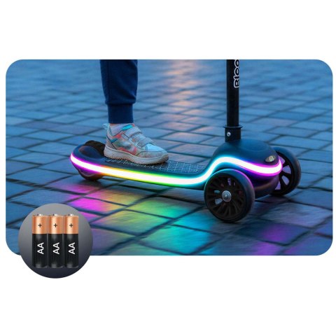 Hulajnoga trójkołowa dla dzieci balansowa LED Ricokids Leddi - czarna