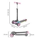 Hulajnoga trójkołowa dla dzieci balansowa LED Ricokids Leddi - czarno-różowa