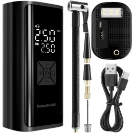 Pompka rowerowa elektryczna kompresor do opon powerbank 6000mAh latarka LED Bauerkraft