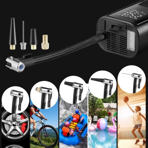 Pompka rowerowa elektryczna kompresor do opon powerbank 6000mAh latarka LED Bauerkraft