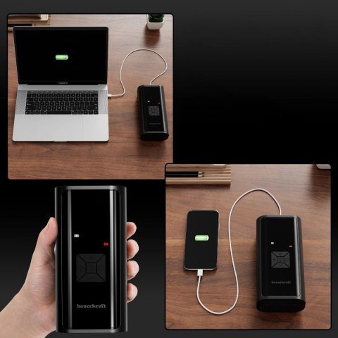 Pompka rowerowa elektryczna kompresor do opon powerbank 6000mAh latarka LED Bauerkraft